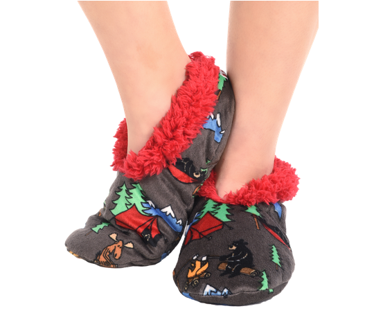 Lazy One Happy Camper Bear Fuzzy Feet Slipper