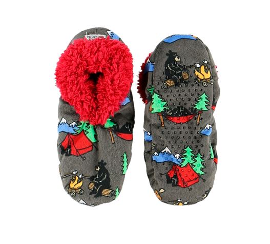 Lazy One Happy Camper Bear Fuzzy Feet Slipper
