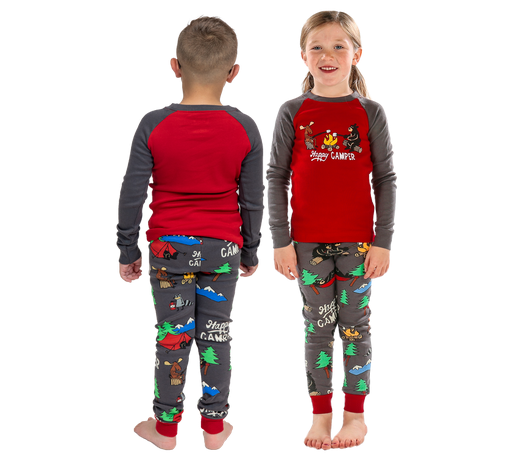Lazy One Happy Camper Kid's Long Sleeve PJ's