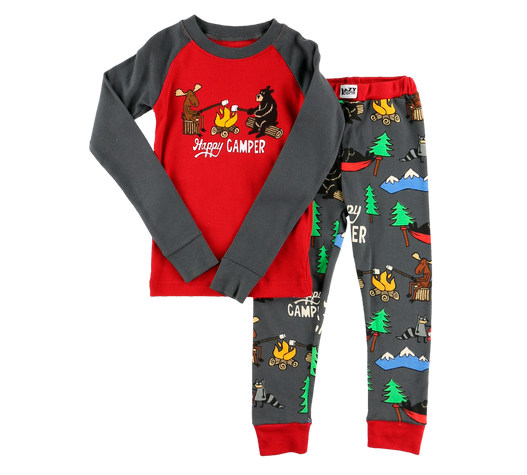 Lazy One Happy Camper Kid's Long Sleeve PJ's