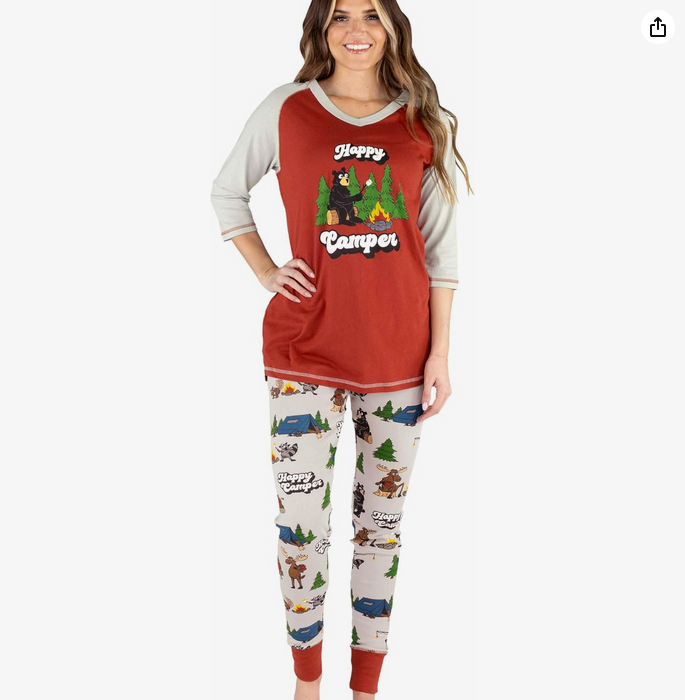 Lazy One Happy Campfire Bear Legging PJ Set
