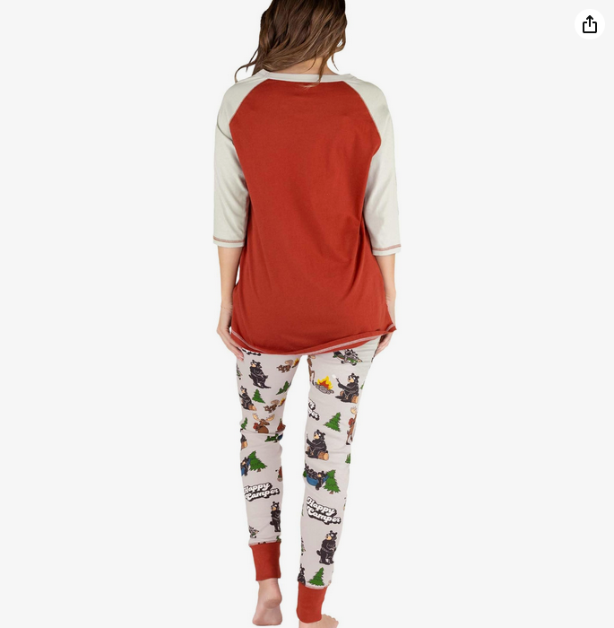Lazy One Happy Campfire Bear Legging PJ Set