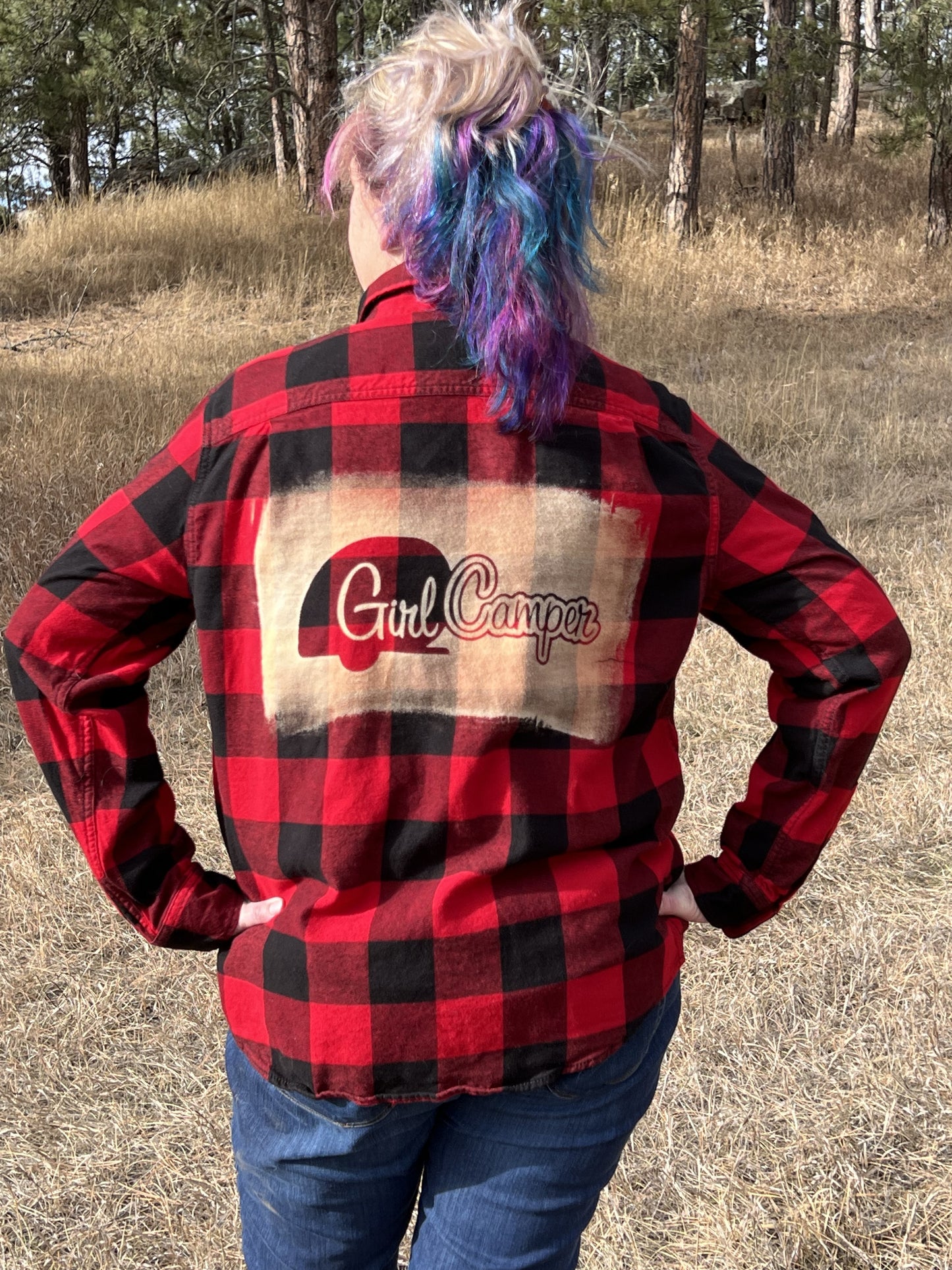 Girl Camper Red Buffalo Plaid Flannel Shirt