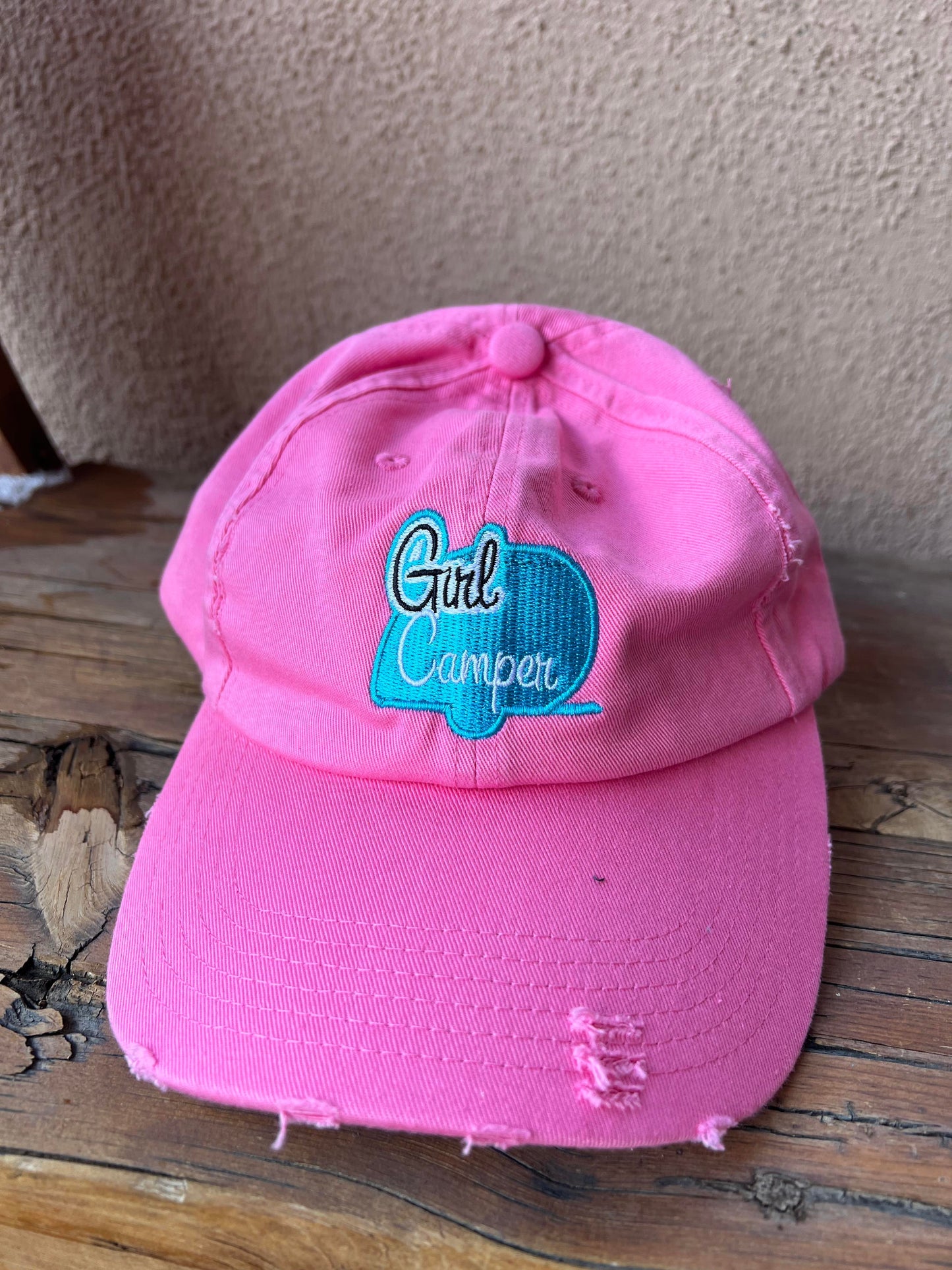 Girl Camper Distressed Hat In Pink