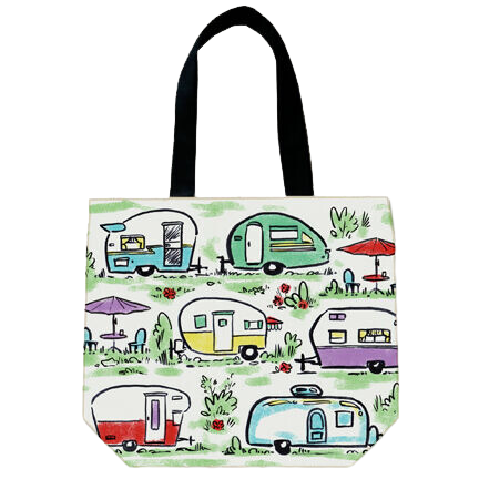 Colorful Trailers Embroidered Canvas Tote Bag