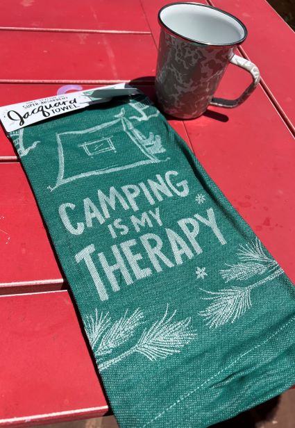 "Camping Is My Therapy" Kitchen Towel