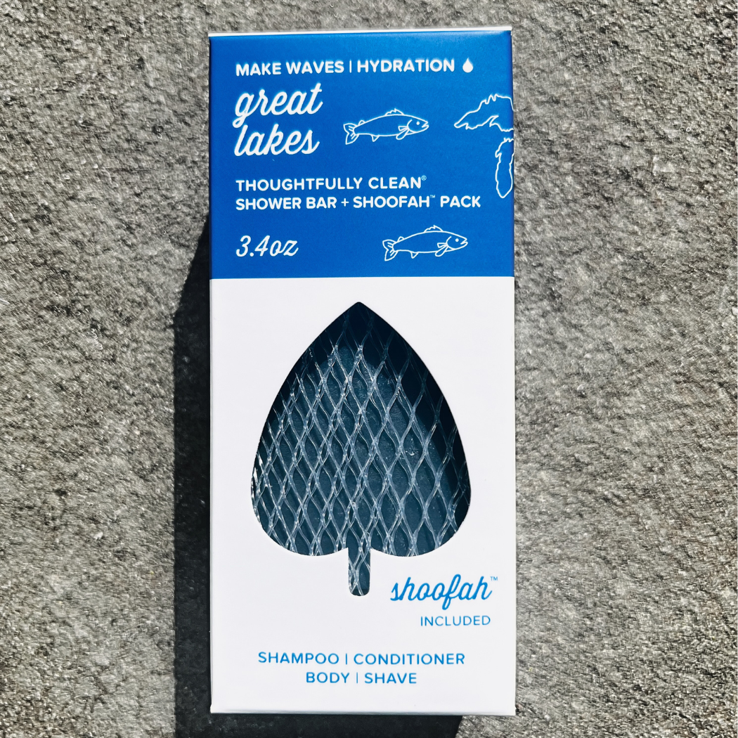 RedBudSuds Hydration Great Lakes 3.4oz shower Bar & Shoofa Shower Pack