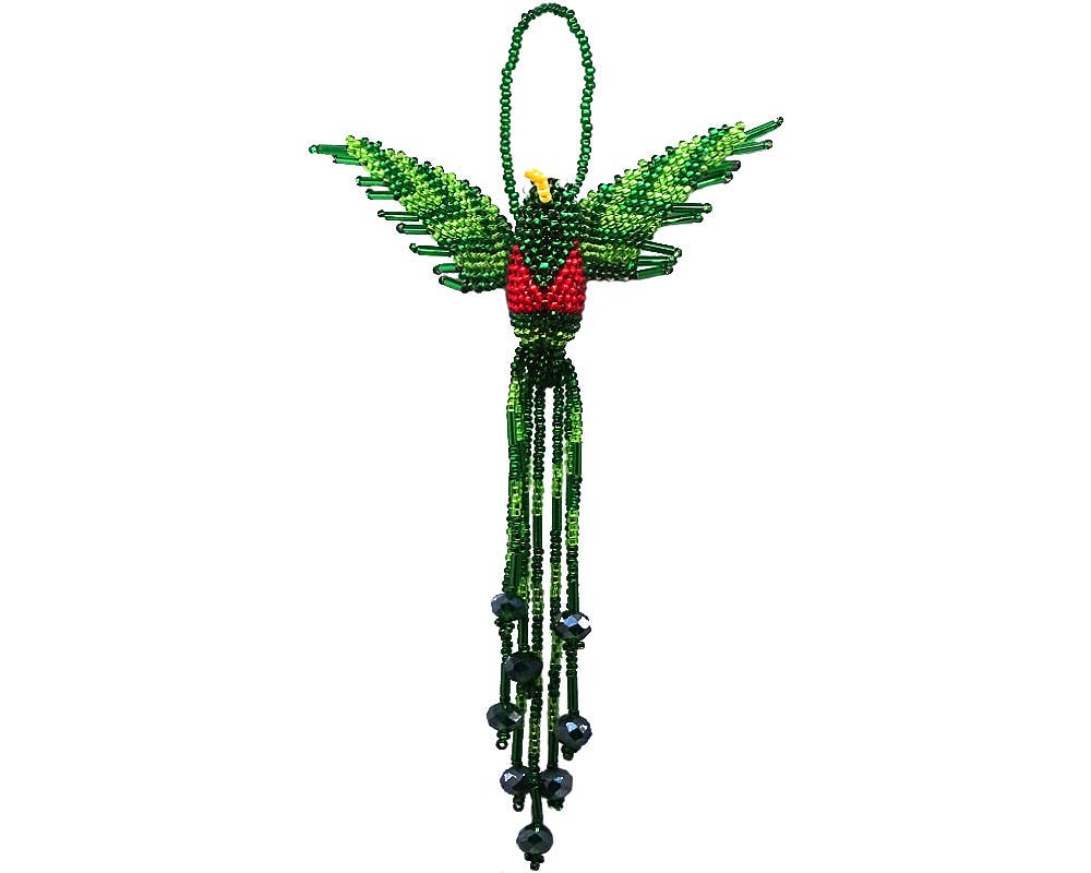 Beaded Quetzal Bird Seed Bead Ornament