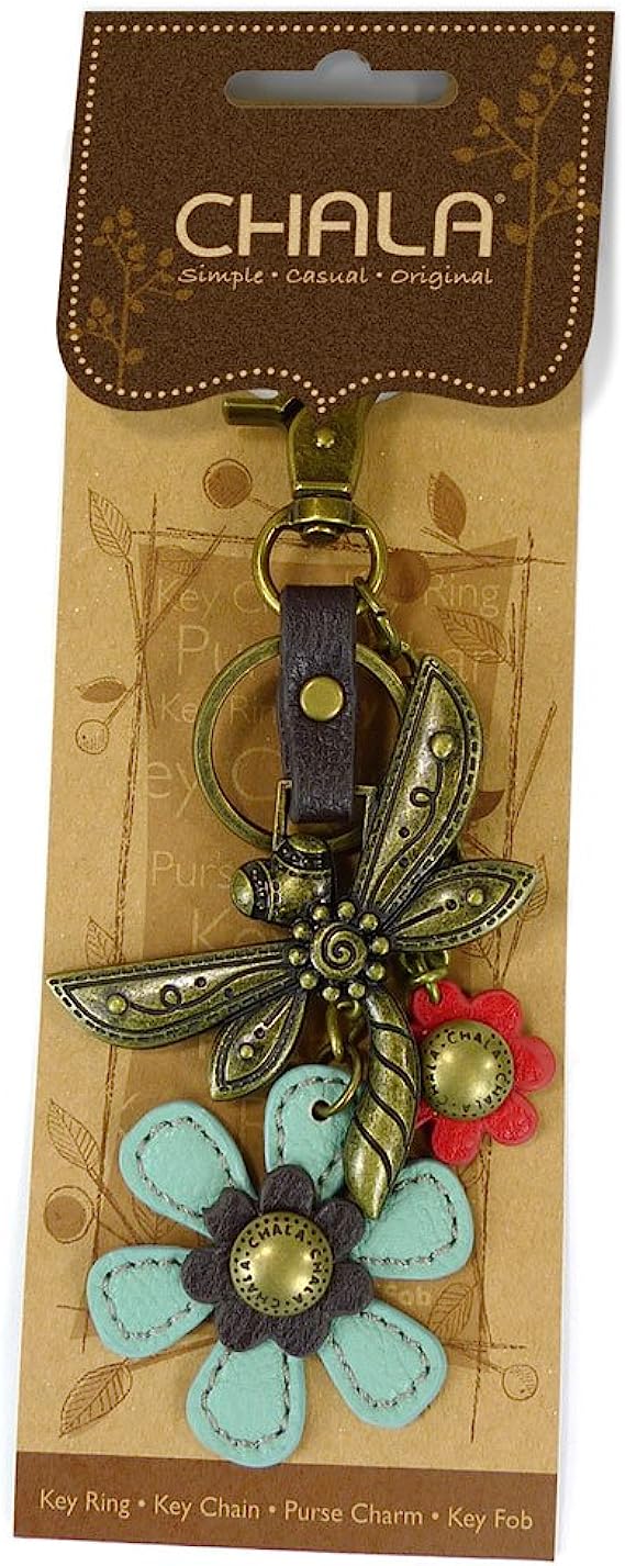Chala Dragonfly & Flower Keychain/Purse Charm