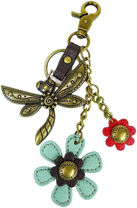 Chala Dragonfly & Flower Keychain/Purse Charm