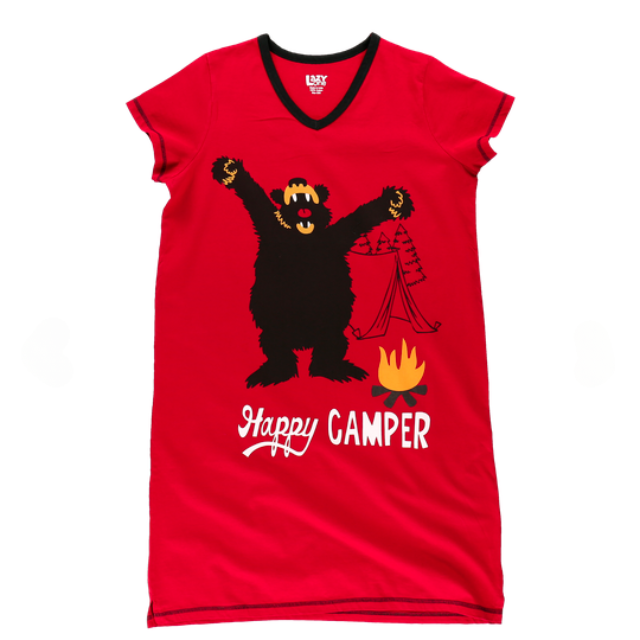 Lazy One Happy Camper Women's V-neck Nightshirt