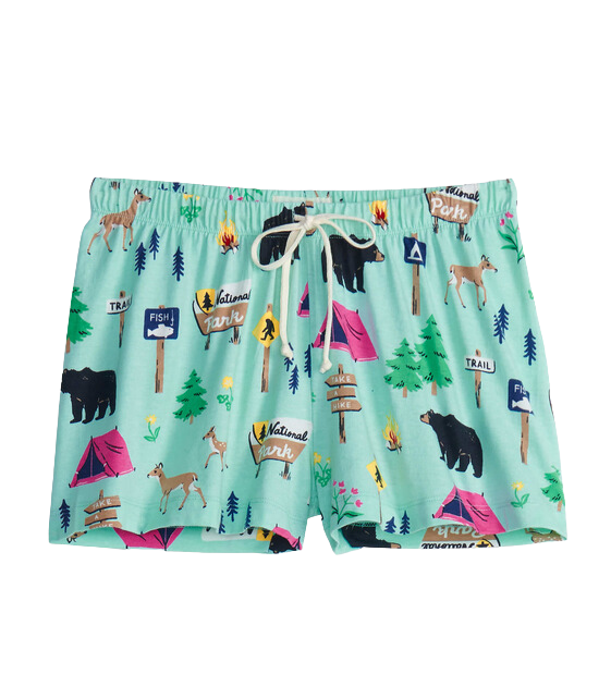 Teal Hiking Trail Sleep Shorts Girl Camper