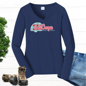 Long Sleeve V-Neck Shirt in Navy