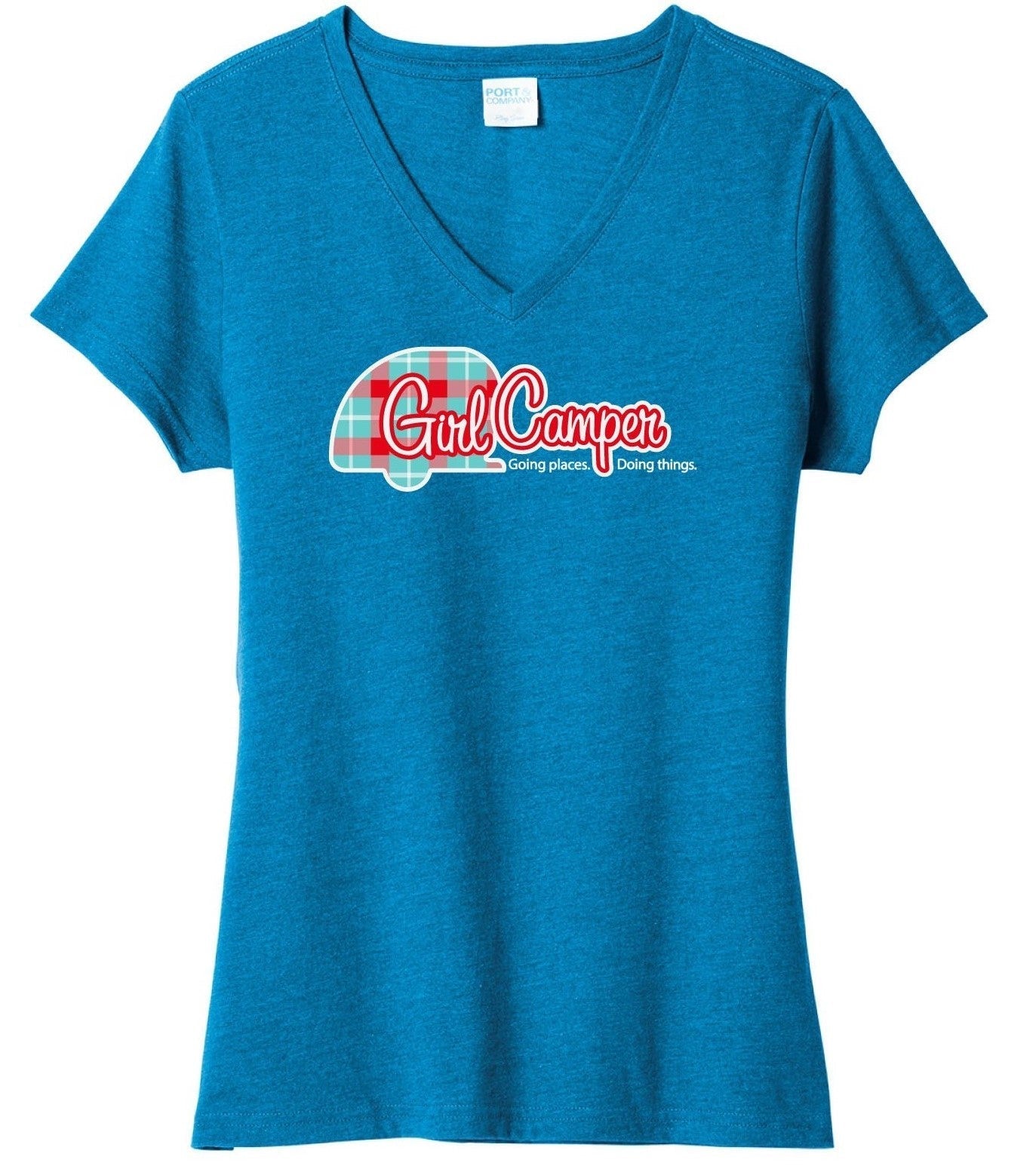 Sapphire Girl Camper Plaid Logo Women's T-Shirt