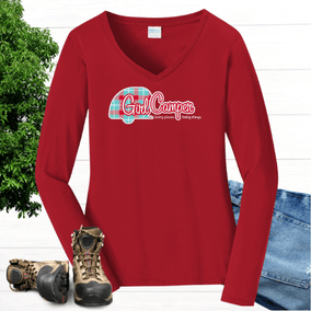 Long Sleeve V-Neck Shirt in Cardinal Red