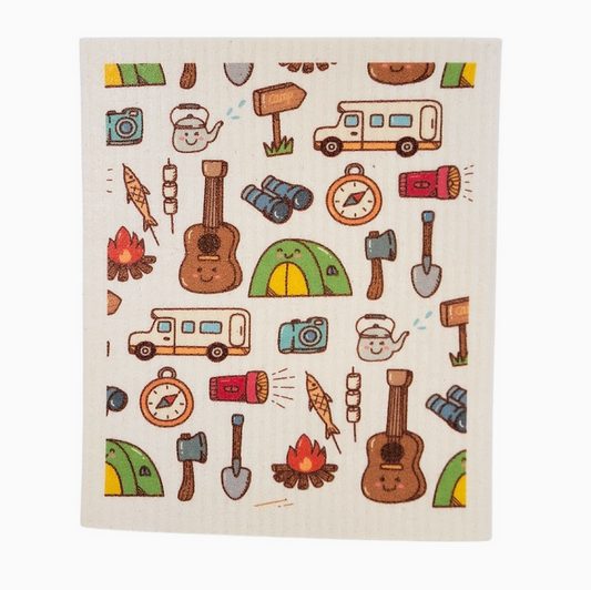 RV Camping Collage Swedish Dishcloth