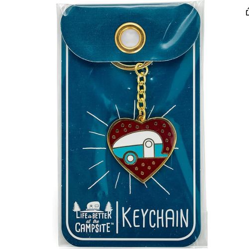 Life is Better at The Campsite Red Teardrop Heart RV Keychain