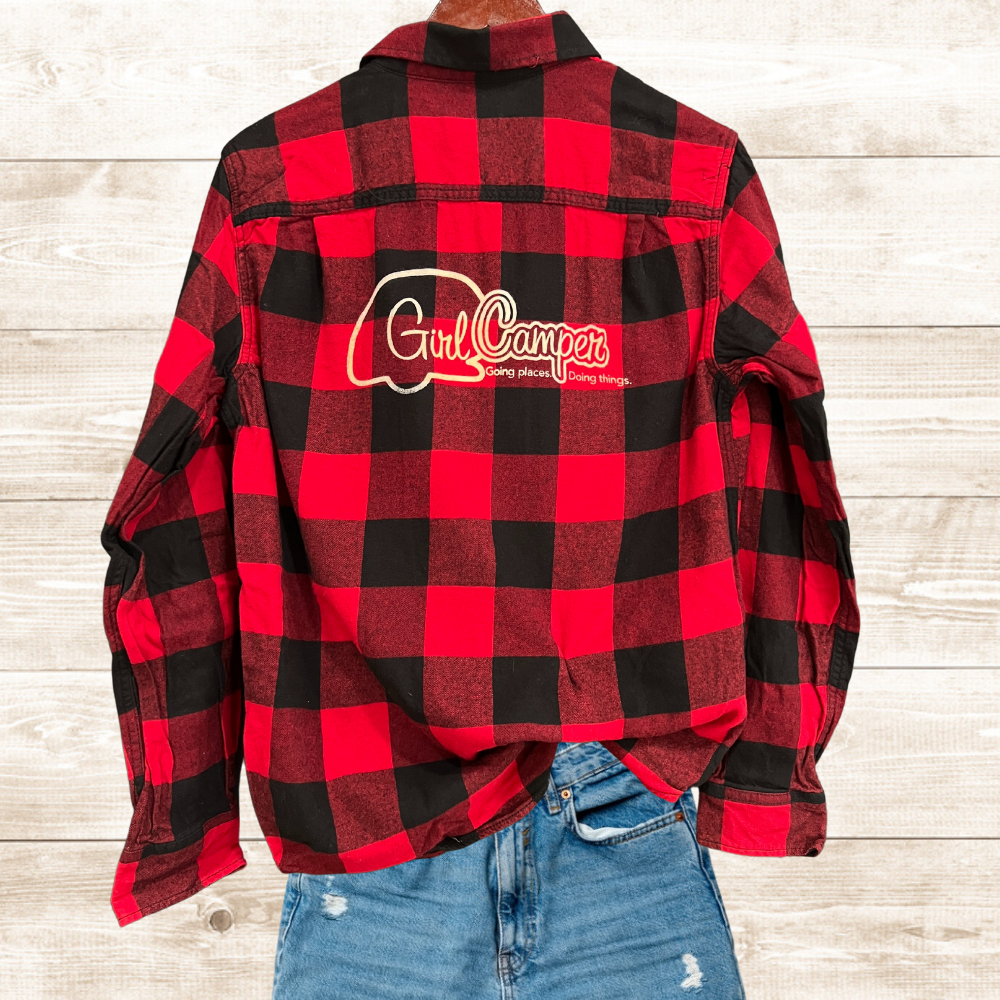 Girl Camper Plaid Flannel Shirt Red-Black