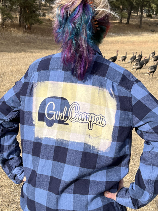 Girl Camper Blue Buffalo Plaid Flannel Shirt