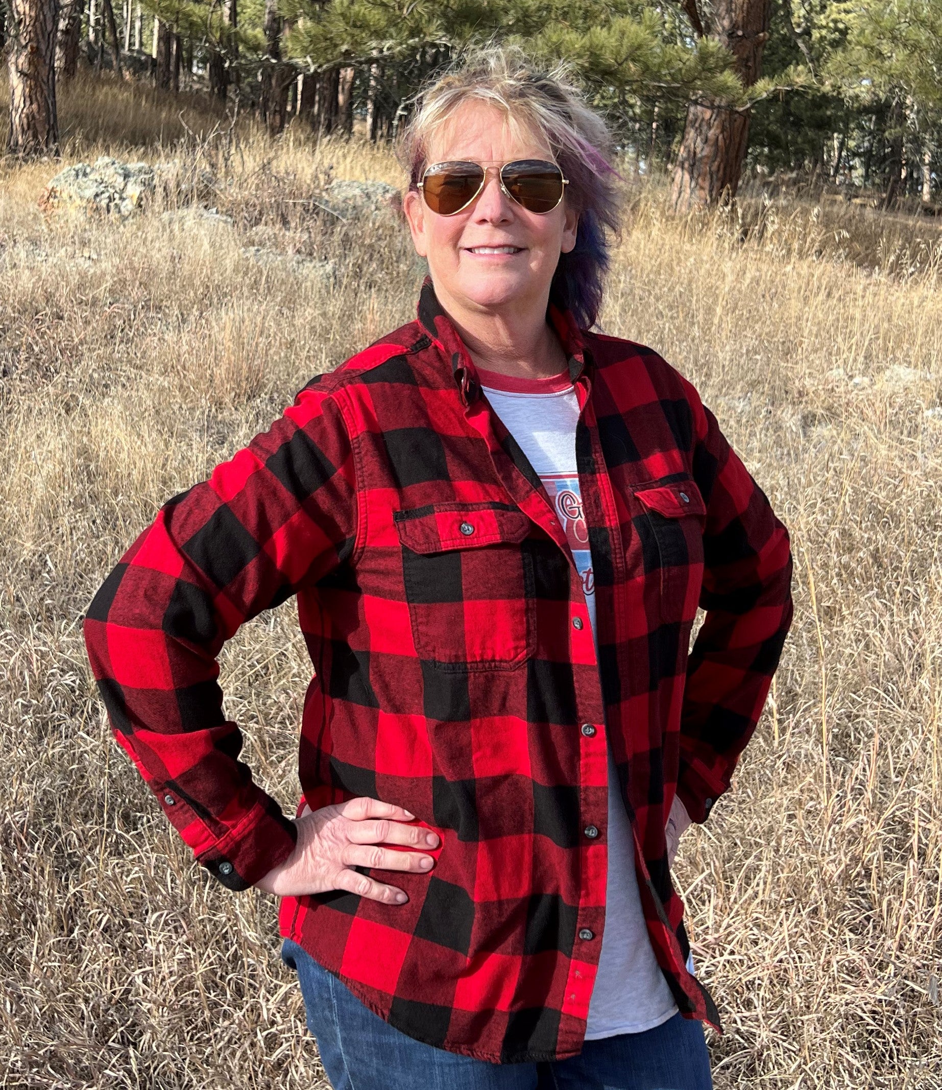 Girl Camper Red Buffalo Plaid Flannel Shirt