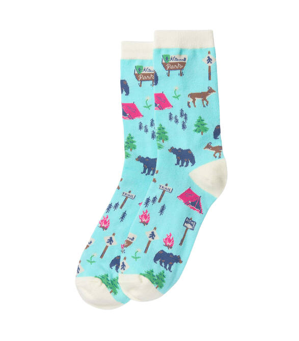 Teal Hiking Trail Women's Crew Socks Girl Camper