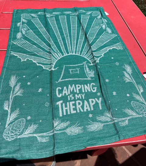 "Camping Is My Therapy" Kitchen Towel