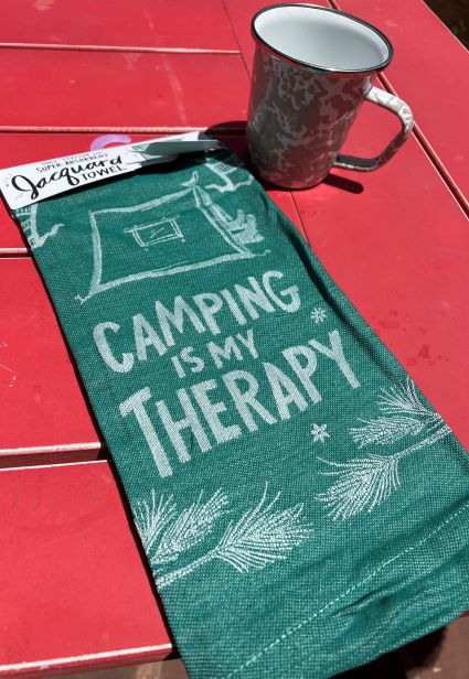 "Camping Is My Therapy" Kitchen Towel